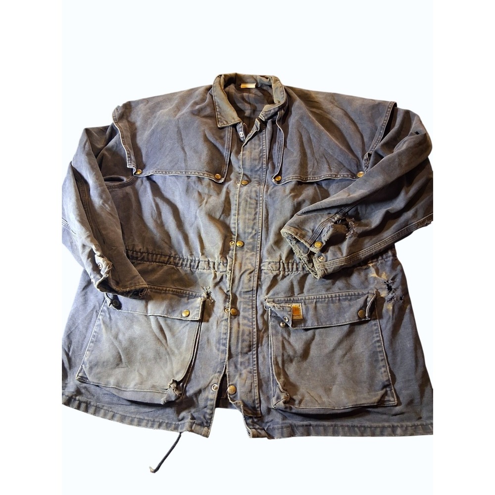 Vtg USA Carhartt CW083 Blue Duck Duster Western Rancher Barn Jacket Mens Sz XL